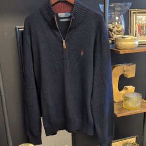 Ralph Lauren Men's Dark Blue Zip-Up Sweater